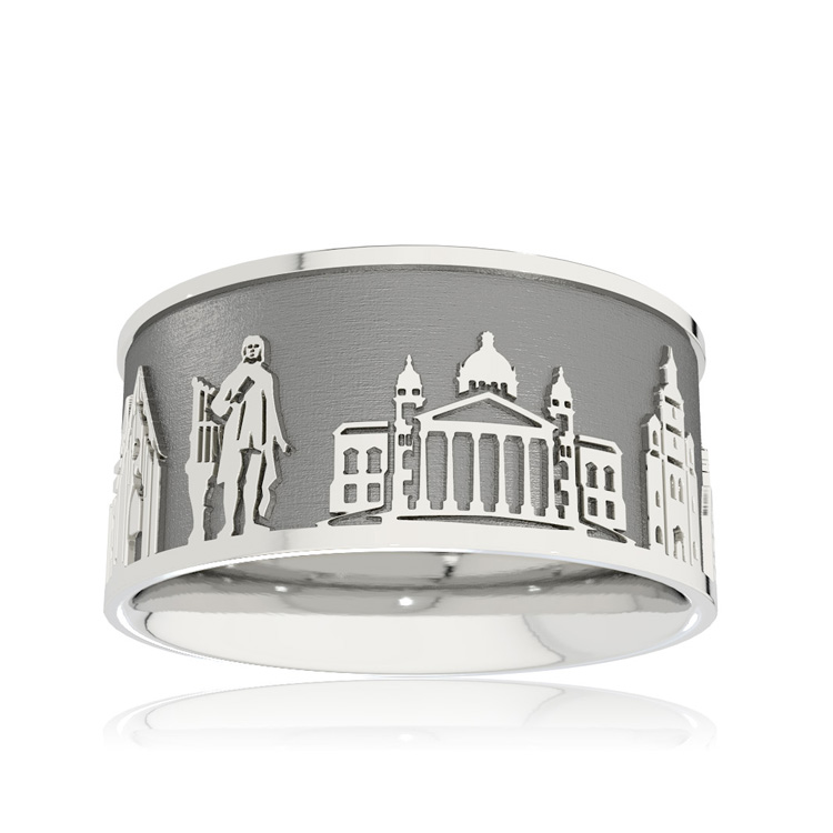 Ring City of Leipzig silver oxidised Ring size UNI