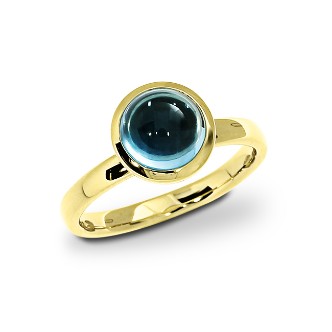 Ring Gold 585  Topas Swiss Blue 5 mm cab